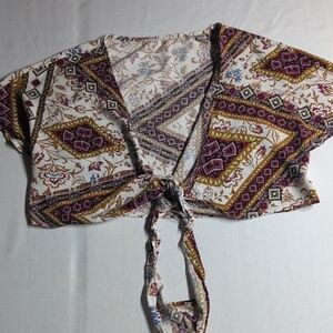 Bohemian Print Tie-Front Top Size 3